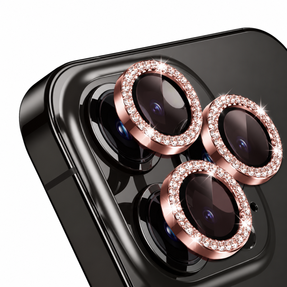 Προστατευτικό Κάμερας Strass Frame Full Cover για iPhone 15 Pro 5G / 15 Pro Max 5G –Ροζ Προστασία οθόνης