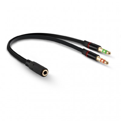 AUX Audio Cable Mic Splitter -Black