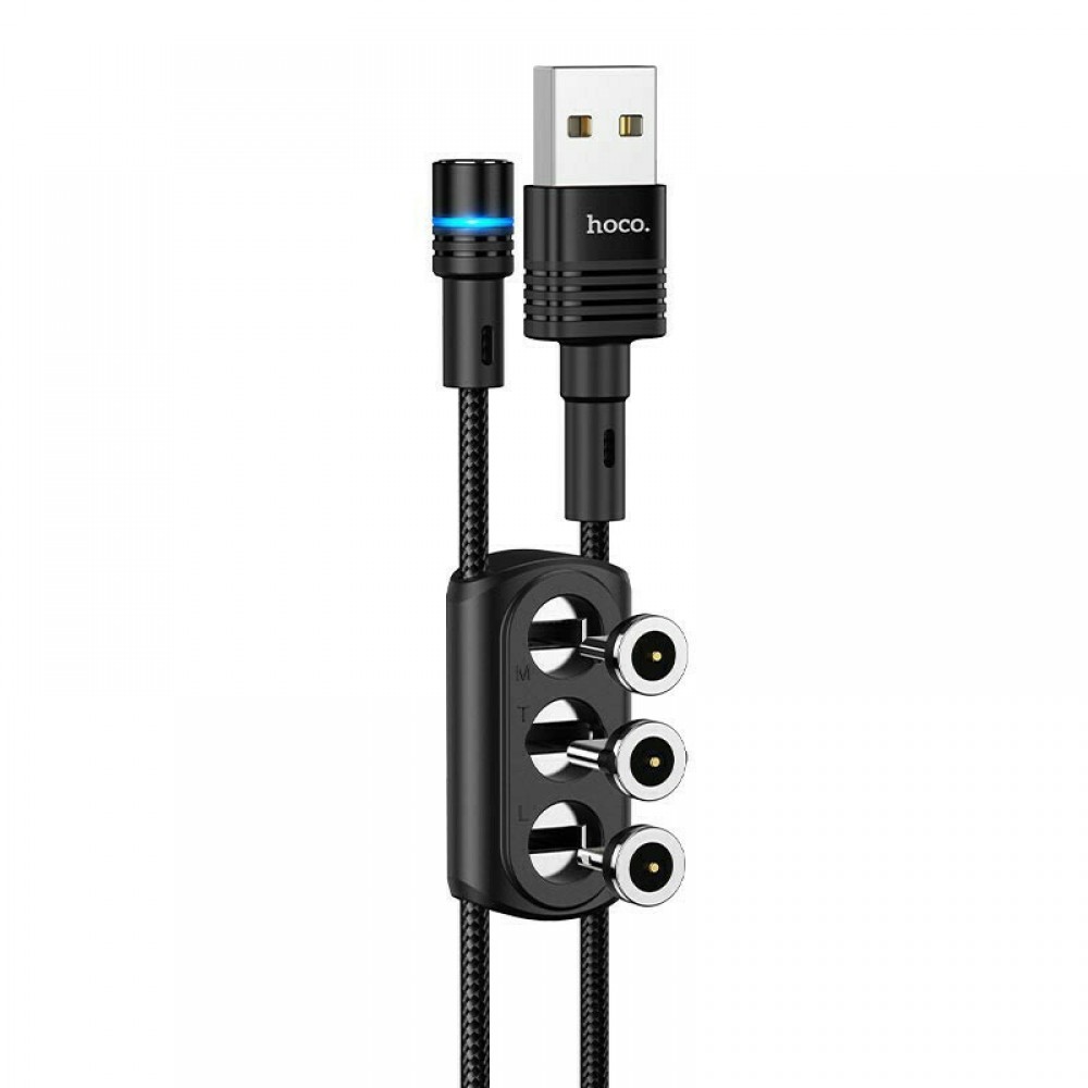 Braided / Magnetic USB to Lightning / Type-C / micro USB Cable 2.4A Μαύρο 1.2m Αξεσουάρ 