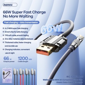Remax Καλώδιο USB-A to USB-C male 66W 1.2m - Κόκκινο Αξεσουάρ 