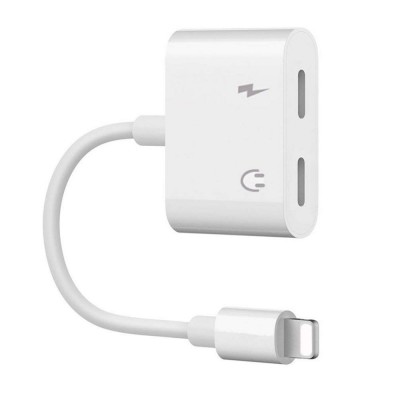 Αντάπτορας iPhone για ακουστικά και φορτιστή Lightning Splitter Adapter 2 in 1 For iPhone -White