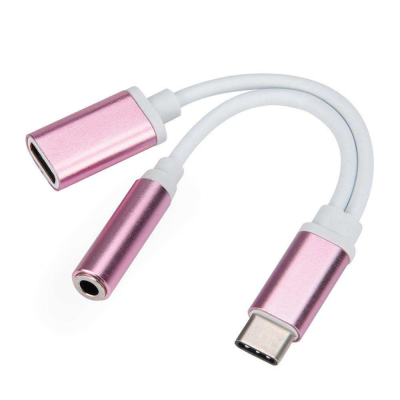 USB-C (Type-C) to 3.5mm Headphone / Audio Adapter / Charging Cable -Rose Gold