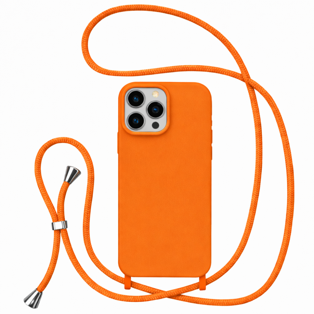Θήκη iPhone 13 Pro Back Cover Hard Case με Λουράκι Κορδόνι Λαιμού -Πορτοκαλί Θήκες iPhone 13 Pro