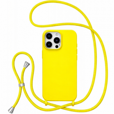 Θήκη iPhone 13 Pro Max Back Cover Hard Case με Λουράκι Κορδόνι Λαιμού -Κίτρινο