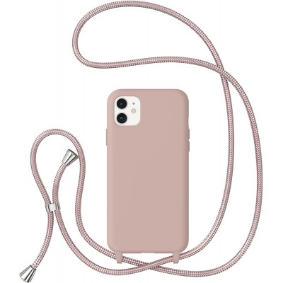 Θήκη iPhone 11 Back Cover Hard Case με Λουράκι Κορδόνι Λαιμού -Ροζ