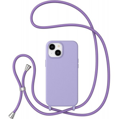 Θήκη iPhone 13 Back Cover Hard Case με Λουράκι Κορδόνι Λαιμού - Λιλά