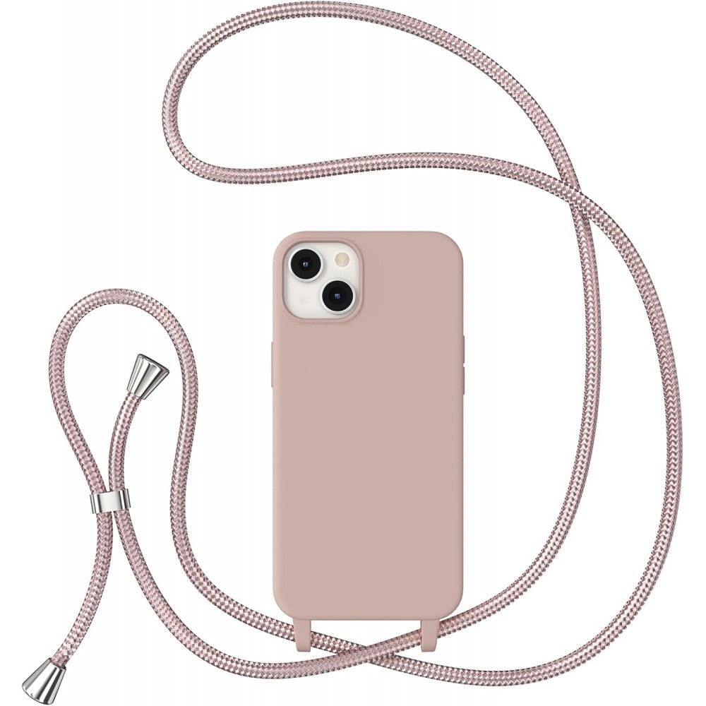 Θήκη iPhone 13 Back Cover Hard Case με Λουράκι Κορδόνι Λαιμού -Ροζ Θήκες iPhone 13 