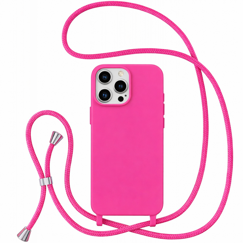 Θήκη iPhone 14 Pro Back Cover Hard Case με Λουράκι Κορδόνι Λαιμού -Φούξια Θήκες iPhone
