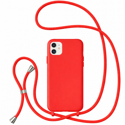 Θήκη iPhone 11 Back Cover Hard Case με Λουράκι Κορδόνι Λαιμού -Κόκκινο
