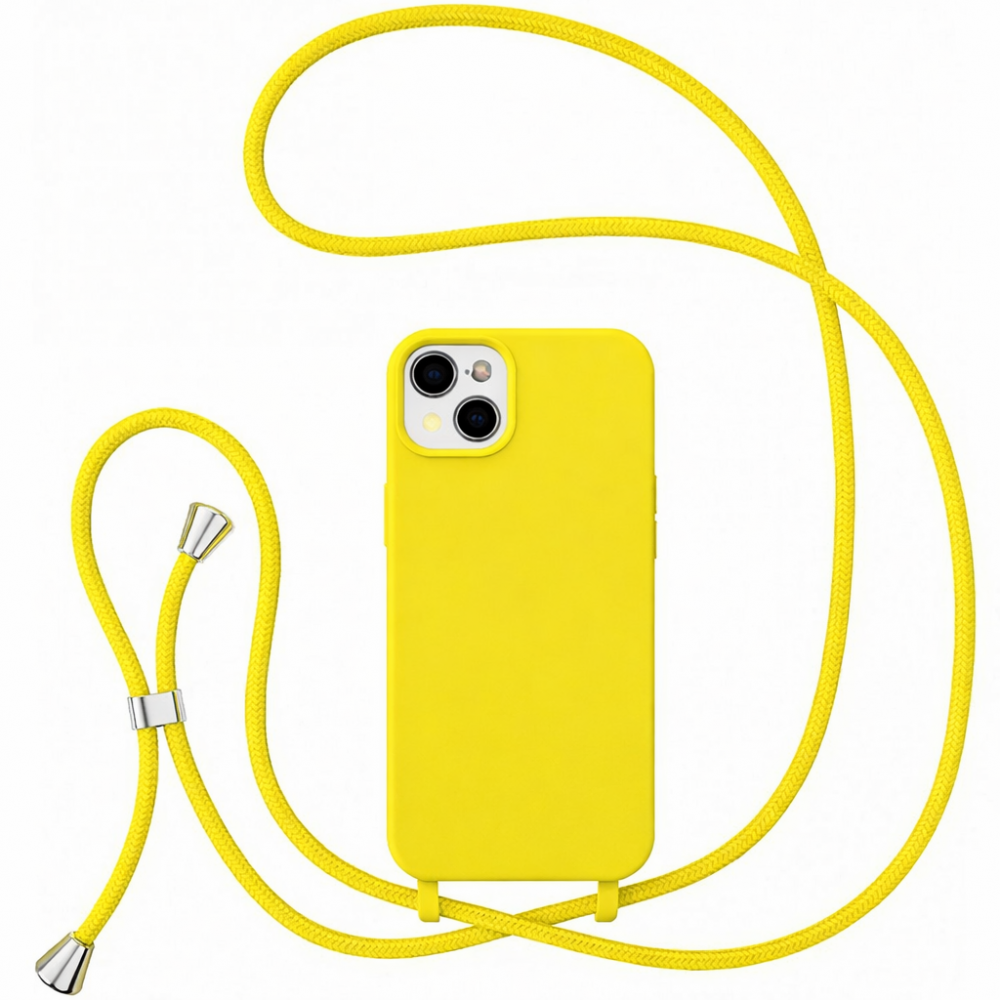 Θήκη iPhone 14 Plus Back Cover Hard Case με Λουράκι Κορδόνι Λαιμού -Κίτρινο Θήκες iPhone 14 Plus