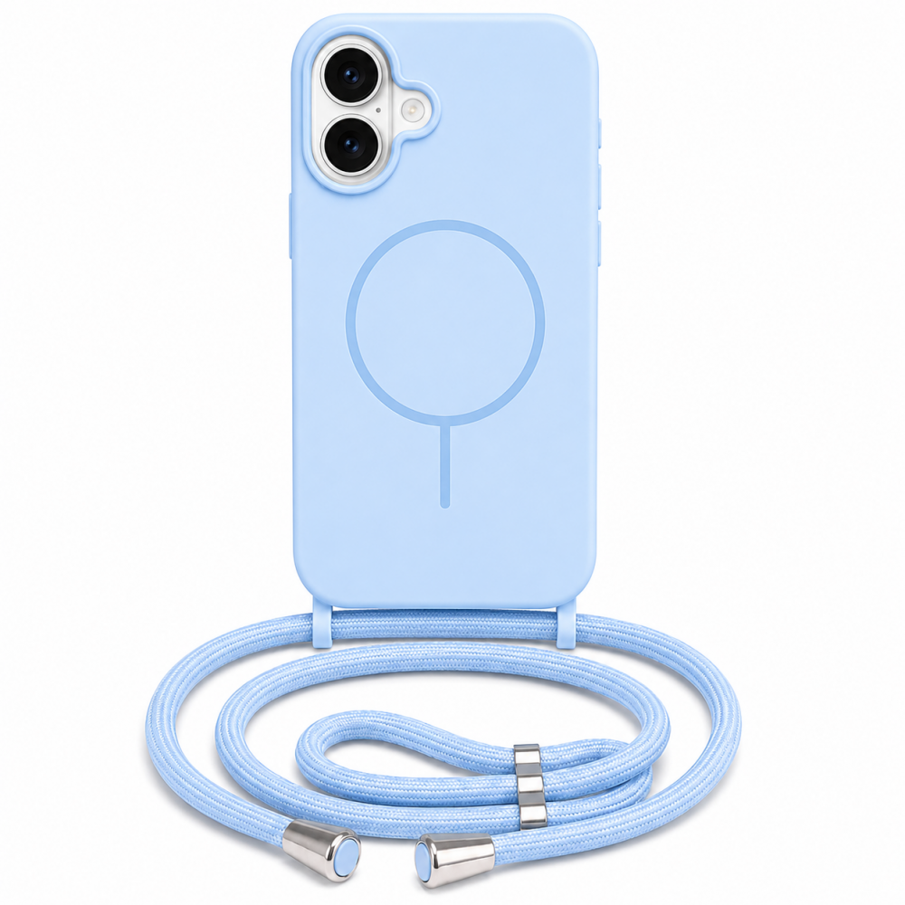 Θήκη iPhone 17 5G Σιλικόνης Με MagSafe & Λουρί Cord –Γαλάζιο Θήκες iPhone