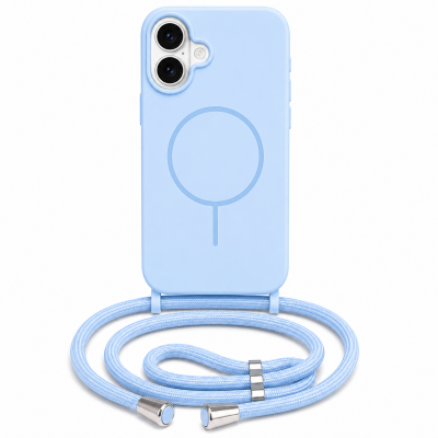Θήκη iPhone 17 5G Σιλικόνης Με MagSafe & Λουρί Cord –Γαλάζιο