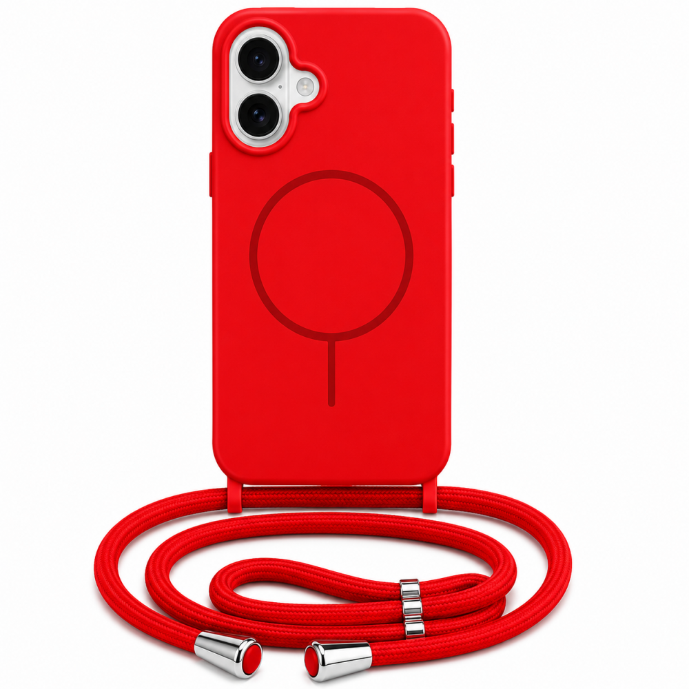 Θήκη iPhone 17 5G Σιλικόνης Με MagSafe & Λουρί Cord –Κόκκινο Θήκες iPhone