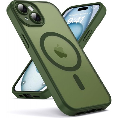 Θήκη iPhone 15 5G Back Cover Ημιδιάφανη Electro Magsafe -Πράσινο