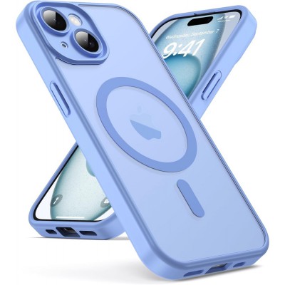Θήκη iPhone 15 5G Back Cover Ημιδιάφανη Electro Magsafe -Γαλάζιο