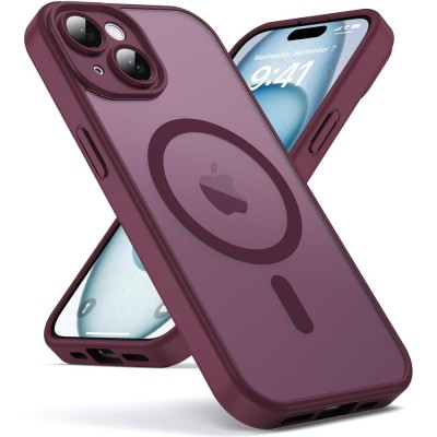 Θήκη iPhone 14 Back Cover Ημιδιάφανη Electro Magsafe -Μπορντό