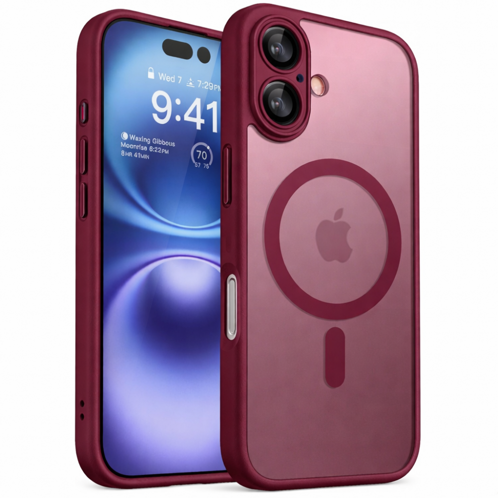 Θήκη iPhone 16 Plus 5G Back Cover Ημιδιάφανη Electro Magsafe -Μπορντό Θήκες iPhone