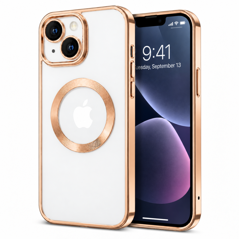 Θήκη iPhone 14 Back Cover Golden Luxury Magsafe 3,5 mm Box- Λευκή Θήκες iPhone 14