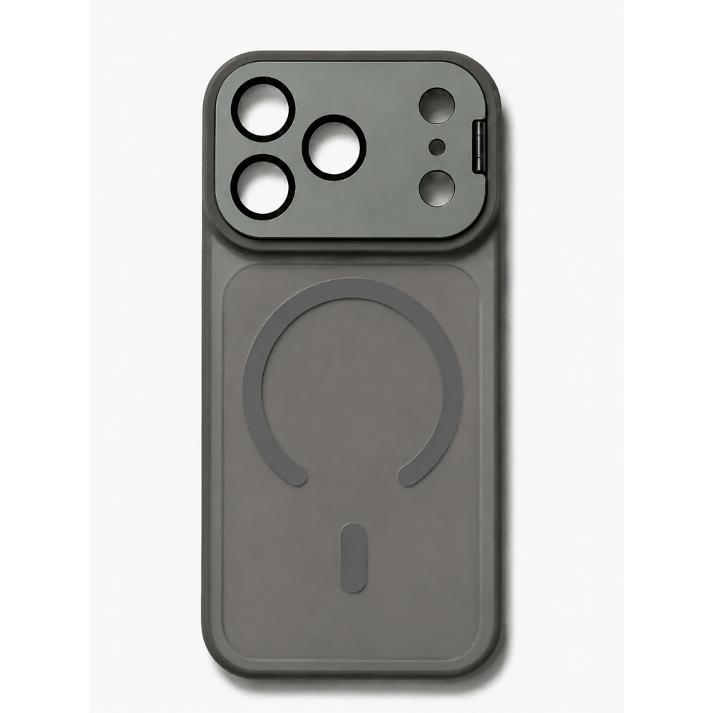 Θήκη iPhone 17 Pro MagSafe με Μεταλλική Προστασία Κάμερας & Stand – Γκρι Θήκες iPhone