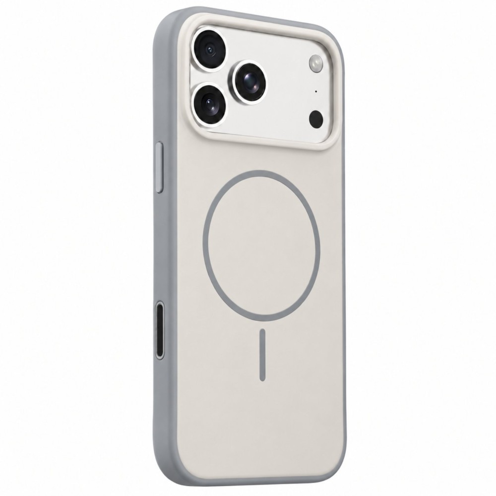 Θήκη iPhone 18 Pro Max 5G Magsafe Υβριδική (TPU+Acrylic) Minimal Slim Fit -Μπεζ / Γκρι Θήκες iPhone