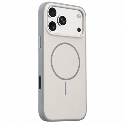 Θήκη iPhone 18 Pro 5G Magsafe Υβριδική (TPU+Acrylic) Minimal Slim Fit -Μπεζ / Γκρι