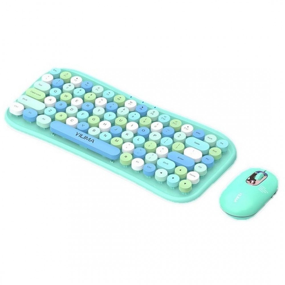 Ασύρματο Σετ Πληκτρολόγιο & Ποντίκι Αγγλικό US -Τιρκουάζ Αξεσουάρ 