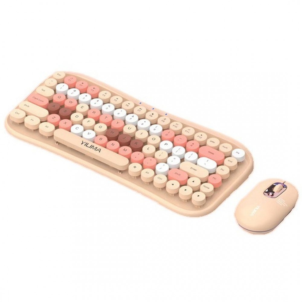 Ασύρματο Σετ Πληκτρολόγιο & Ποντίκι Αγγλικό US -Nude/Ροζ Αξεσουάρ 