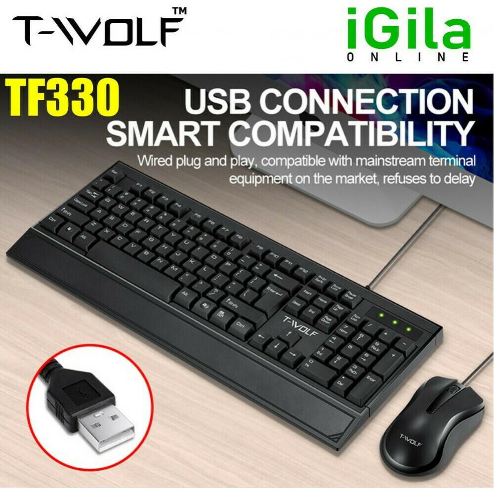 T-Wolf TF330 Σετ Πληκτρολόγιο & Ποντίκι Αγγλικό UK Αξεσουάρ 