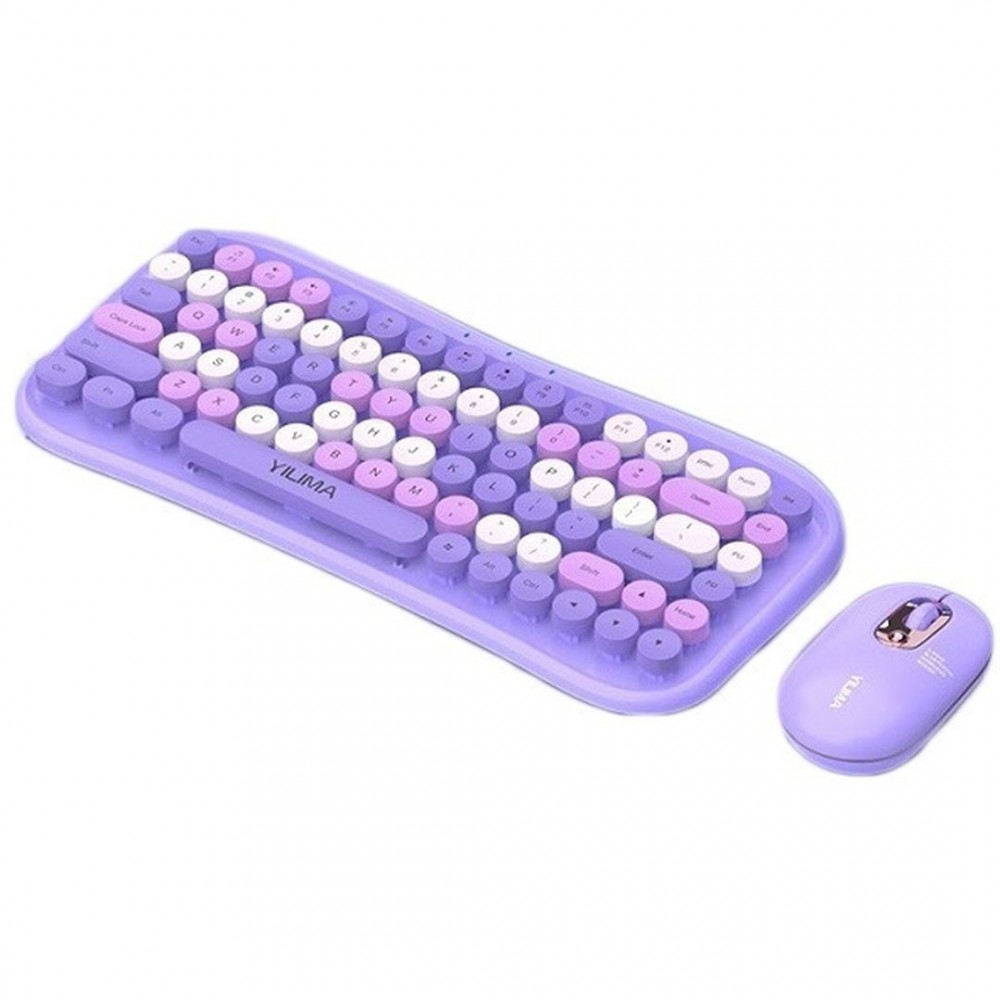 Ασύρματο Σετ Πληκτρολόγιο & Ποντίκι Αγγλικό US -Μωβ Αξεσουάρ 