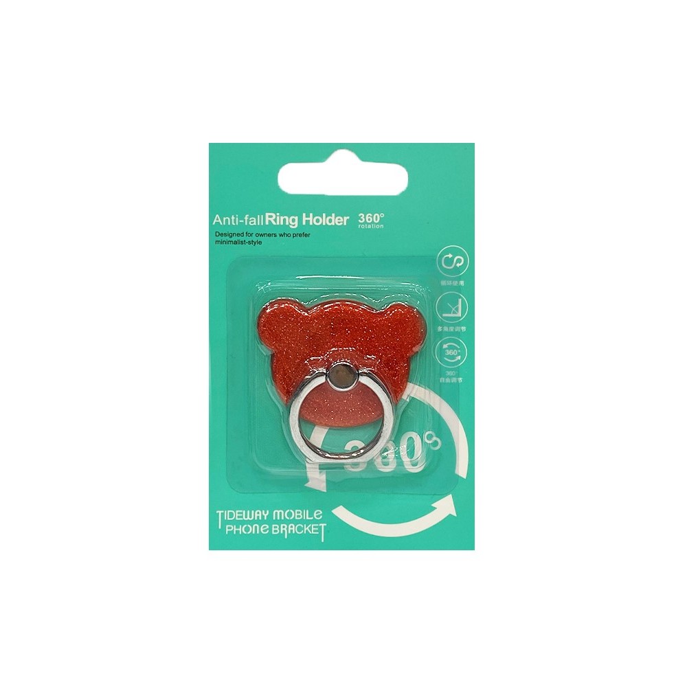 Δαχτυλίδι Βάσης Στήριξης Κινητού Circle Ring Phone Stand Glitter Red Αξεσουάρ 