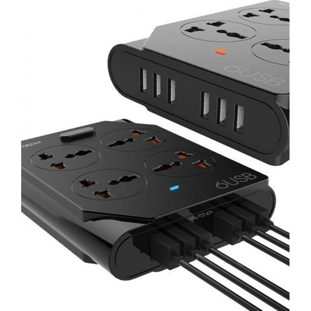 KH-63Y Πολύπριζο 4 Θέσεων με 6 USB και Καλώδιο 1.5m -Μαύρο Διάφορα