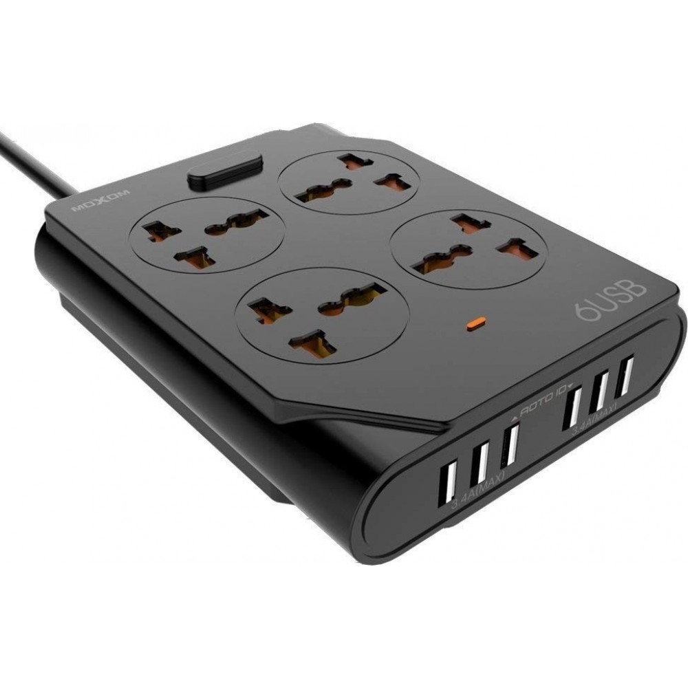 KH-63Y Πολύπριζο 4 Θέσεων με 6 USB και Καλώδιο 1.5m -Μαύρο Διάφορα