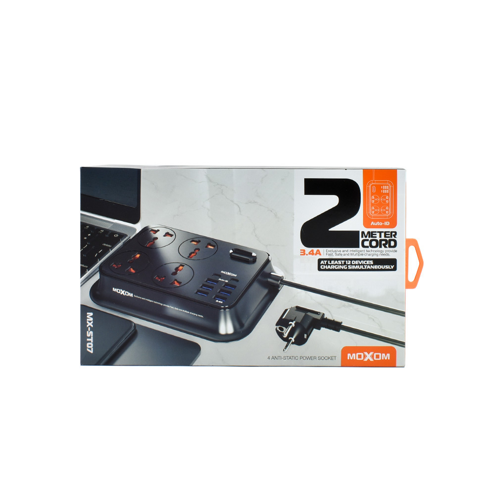 Moxom Πολύπριζο 4 Θέσεων με 8 USB -Μαύρο Διάφορα