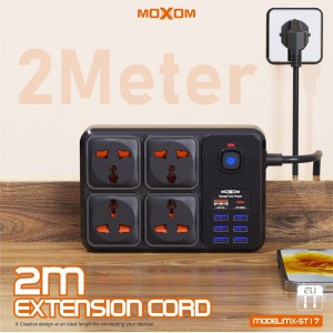 Moxom Πολύπριζο 4 Θέσεων με Διακόπτη, 7 θέσεις USB και Καλώδιο 2m -Μαύρο Διάφορα