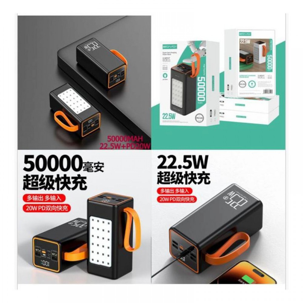 Sovo PD120 Power Bank 50000mAh 22.5W – Με 4 USB-A & USB-C, Υψηλή Χωρητικότητα και Γρήγορη Φόρτιση -Μαύρο Αξεσουάρ 