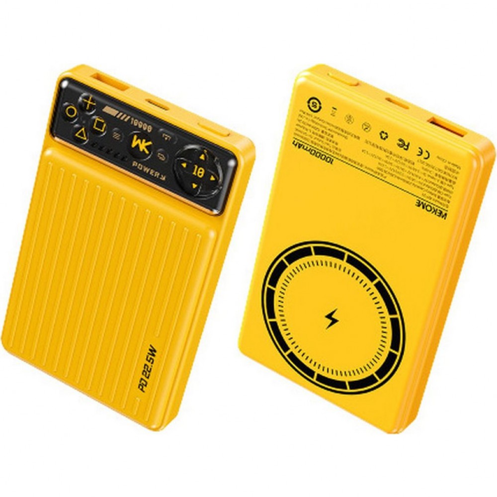 Wekome WP-29 10000mAh – Μαγνητικός Ασύρματος Φορτιστής 15W με USB & Type-C -Κίτρινο Αξεσουάρ 