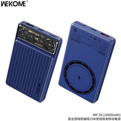 Wekome WP-29 10000mAh – Μαγνητικός Ασύρματος Φορτιστής 15W με USB & Type-C -Μπλε