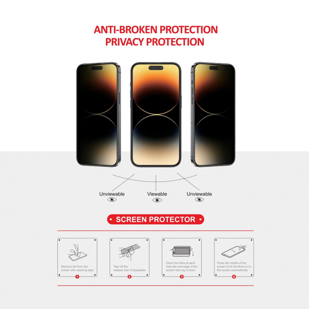 Privacy Αντιχαρακτικό Γυαλί Πλήρους Κάλυψης Για iPhone 12 / 12 Pro –Matte Προστασία οθόνης