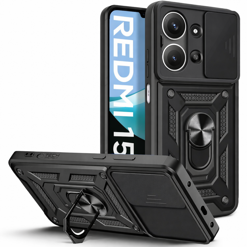Θήκη Slide Armor Back Cover Για Xiaomi Redmi 15C 4G / 5G Με Συρόμενη Προστασία Κάμερας –Μαύρο Θήκες Smartphone