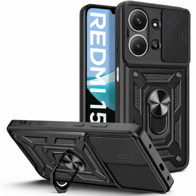 Θήκη Slide Armor Back Cover Για Xiaomi Redmi 15C 4G / 5G Με Συρόμενη Προστασία Κάμερας –Μαύρο