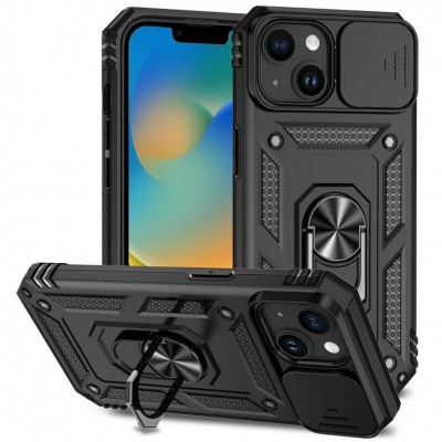 Θήκη Slide Armor Back Cover Για iPhone 15 5G Με Συρόμενη Προστασία Κάμερας –Μαύρο