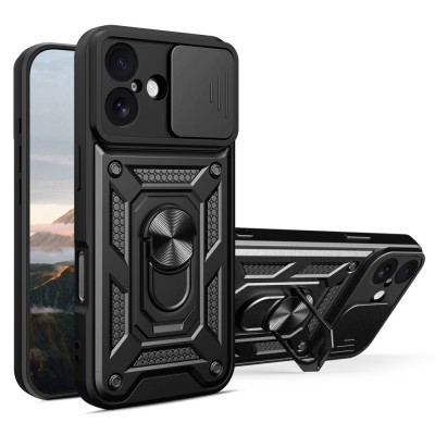 Θήκη Slide Armor Back Cover Για iPhone 16 5G Με Συρόμενη Προστασία Κάμερας –Μαύρο