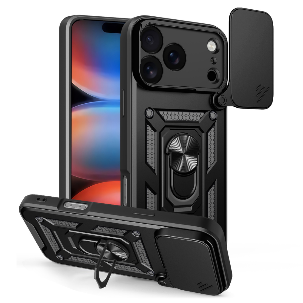 Θήκη Slide Armor Back Cover Για iPhone 17 Pro 5G Με Συρόμενη Προστασία Κάμερας –Μαύρο Θήκες iPhone
