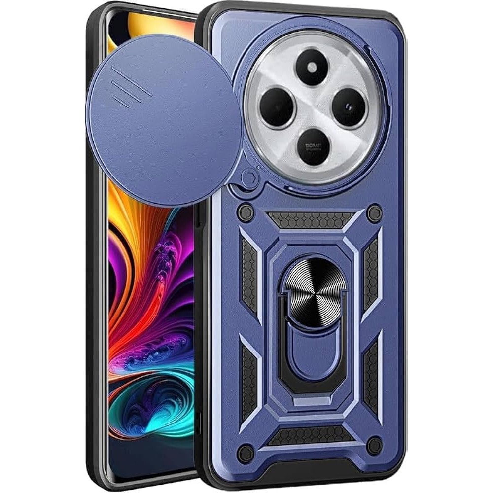 Θήκη Slide Armor Back Cover Για Xiaomi Redmi 14C / Poco C75 4G Με Συρόμενη Προστασία Κάμερας –Μπλε Θήκες Smartphone