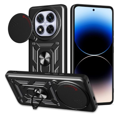 Θήκη Slide Armor Back Cover Για Xiaomi Redmi Note 14 Pro 5G / Poco X7 5G Με Συρόμενη Προστασία Κάμερας –Μαύρο