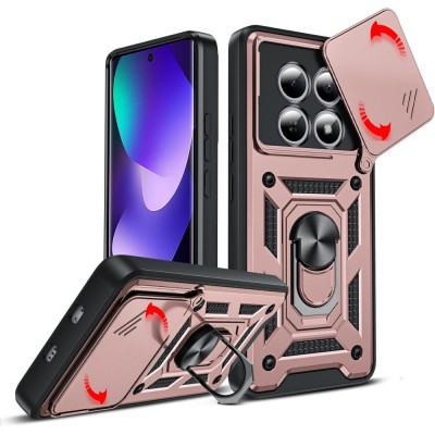Θήκη Slide Armor Back Cover Για Xiaomi Redmi Note 15 5G / Poco M8 5G Με Συρόμενη Προστασία Κάμερας –Ροζ Χρυσό