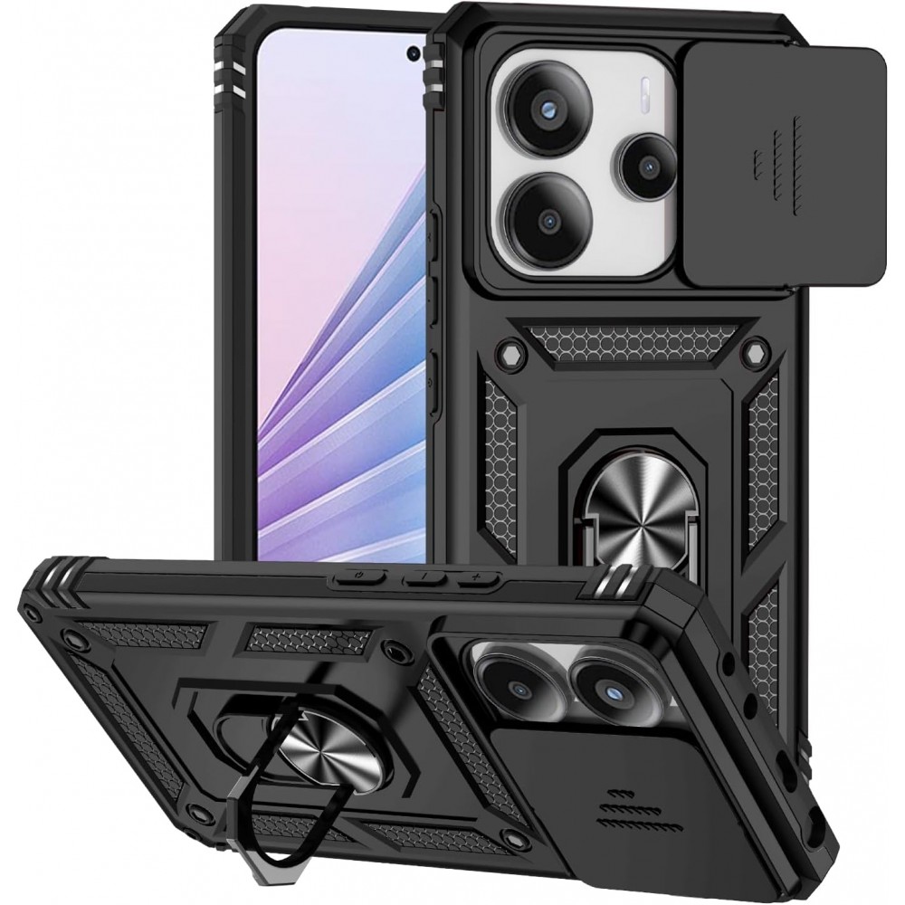 Θήκη Slide Armor Back Cover Για Xiaomi Redmi Note 14 4G Με Συρόμενη Προστασία Κάμερας –Μαύρο Θήκες Smartphone