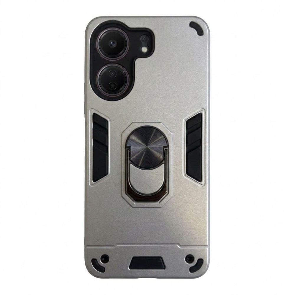 Θήκη Xiaomi Redmi 13C 4G & 5G / Poco C65 Hybrid Shockproof Armor Case Stand Metal Ring -Ασημί Θήκες Smartphone