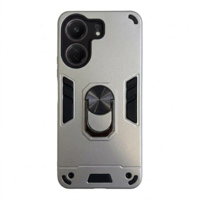 Θήκη Xiaomi Redmi 13C 4G & 5G / Poco C65 Hybrid Shockproof Armor Case Stand Metal Ring -Ασημί