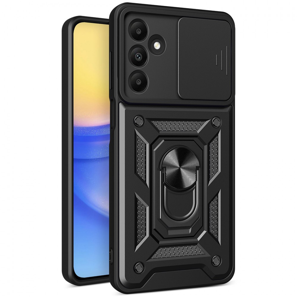 Θήκη Slide Armor Back Cover Για Samsung Galaxy A25 5G Με Συρόμενη Προστασία Κάμερας –Μαύρο Θήκες Smartphone